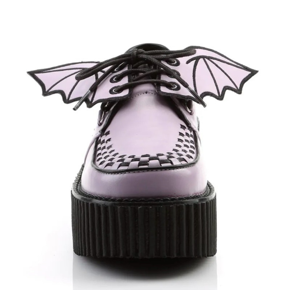 Demonia lilac & black reversible removable bat wings accessory for shoes NWOT